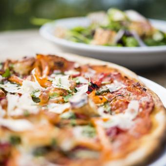Pizza and salad